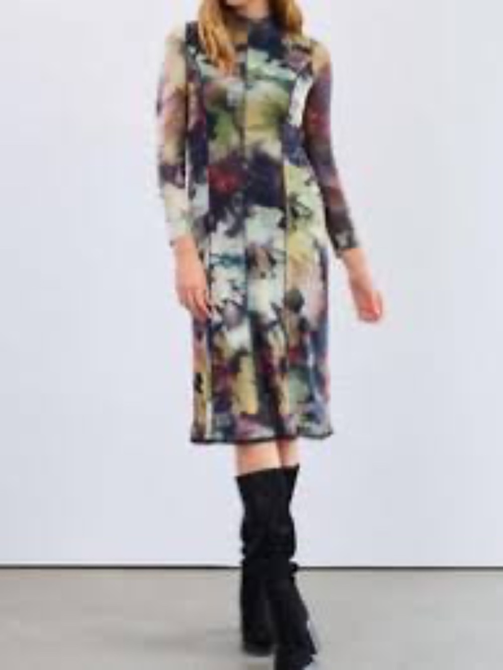 FDJ French Dressing Jeans Mesh Pattern Midi Dress Size Large